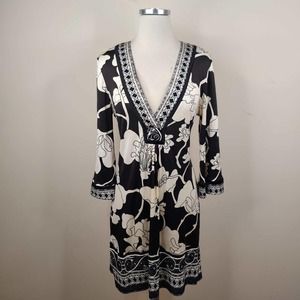 Hale Bob Black and White Long Sleeve Dress
